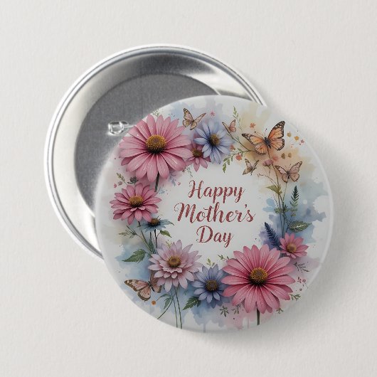 Wildflowers Happy Mother's Day 缶バッジ (正面&裏面)