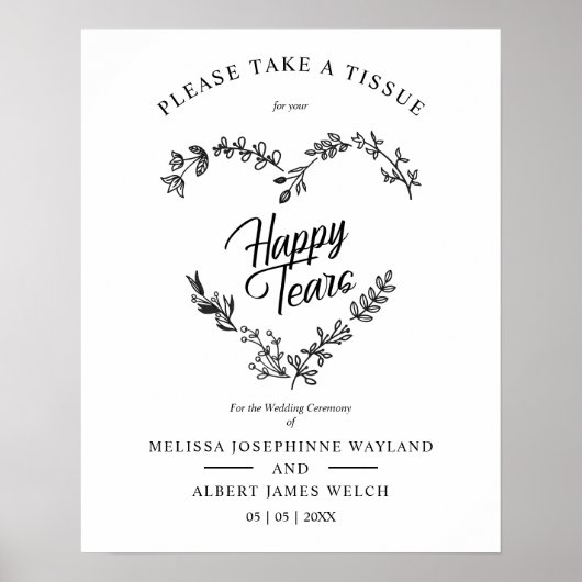 Wildflowers Heart Happy Tears Wedding Quote ポスター (正面)