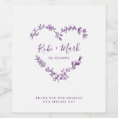 Wildflowers Heart in Purple for Wedding ワインラベル (シングルラベル)