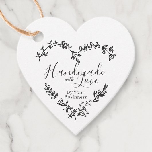 Wildflowers Heart with Handmade with Love Quote フェイバータグ (正面)