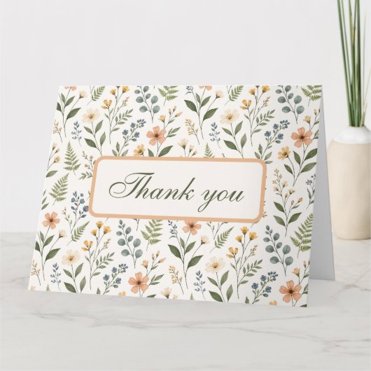 Wildflowers in Neutral Colors サンキューカード (正面)