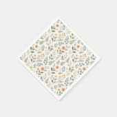 Wildflowers in Neutral Colors スタンダードカクテルナプキン (角)