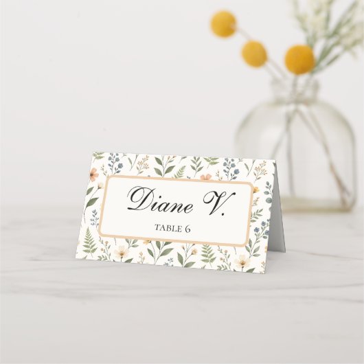 Wildflowers in Neutral Colors プレイスカード (正面)