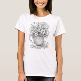 Wildflowers in Patterned Teacup Tシャツ