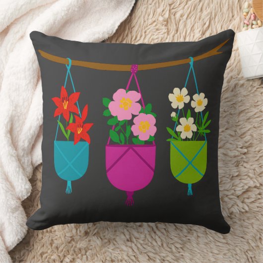 wildflowers in vibrant planters クッション (ブランケット)