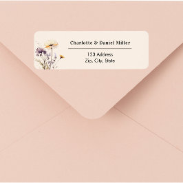 Wildflowers ivory purple return address ラベル