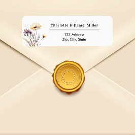 Wildflowers ivory purple return address ラベル
