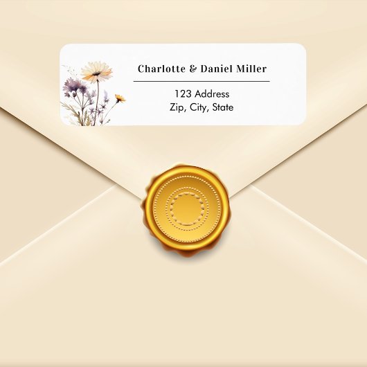Wildflowers ivory purple return address ラベル