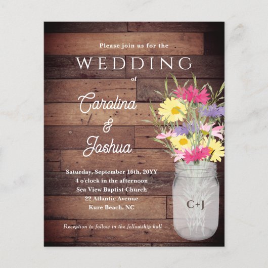 Wildflowers Jar Spring Garden Wedding Invitation (正面)