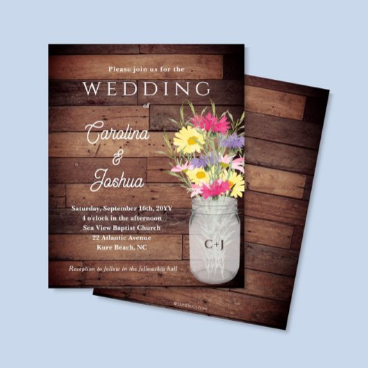 Wildflowers Jar Spring Garden Wedding Invitation