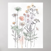 Wildflowers & Leafy Branches, Modern Home Décor ポスター (正面)