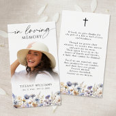 Wildflowers Loving Memory Cross Photo Prayer Card