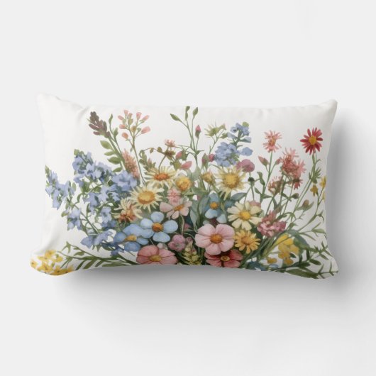 Wildflowers Lumbar Throw Pillow ランバークッション (正面)