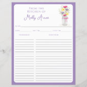 Wildflowers Mason Jar Purple Country Recipe Sheets (正面)