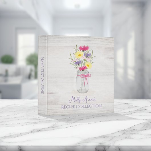 Wildflowers Mason Jar Purple Rustic Recipe Sheets