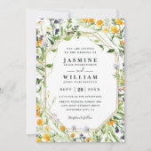 Wildflowers Meadow Rustic Elegant QR Code Wedding 招待状 (正面)