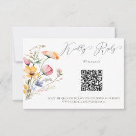 Wildflowers Meadow Watercolor Wedding QRコード 出欠カード