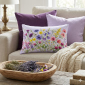 Wildflowers meadow watercolours アクセントクッション