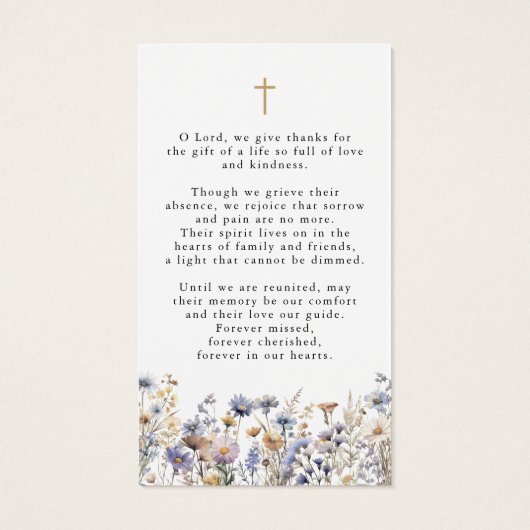 Wildflowers Memorial Funeral Photo Prayer Card (裏面)