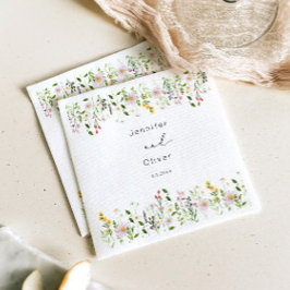Wildflowers Minimalist Elegant Wedding Script スタンダードカクテルナプキン