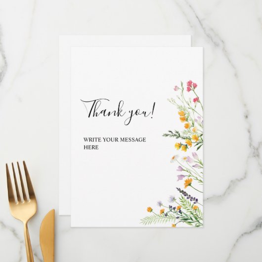 Wildflowers modern Thank you table sign メニュー (正面/裏面インサイチュ)