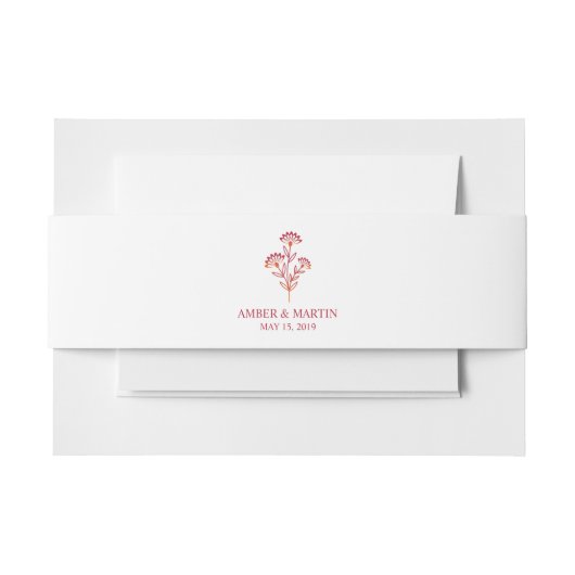Wildflowers Monogram in Red Design 招待状ベリーバンド (正面例)