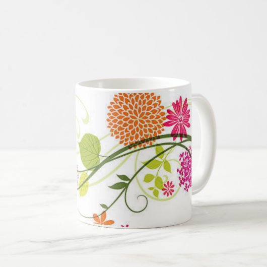 Wildflowers Mug デザイン、水彩花柄マグカップ W コーヒーマグカップ (正面右)