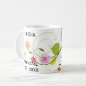Wildflowers Mug デザイン、水彩花柄マグカップ W コーヒーマグカップ (正面左)
