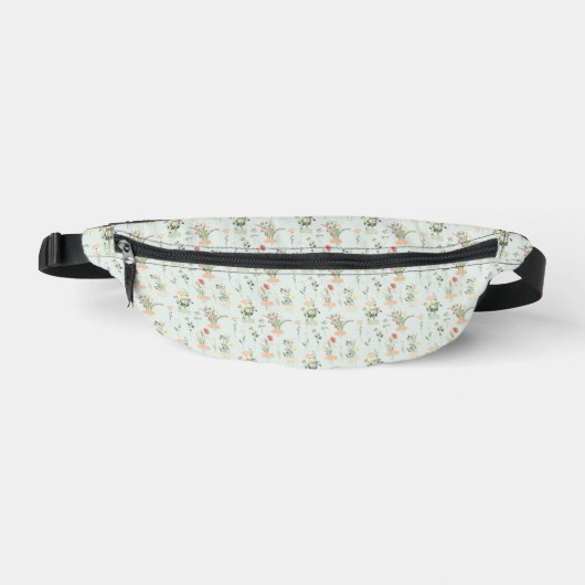 Wildflowers on 淡い色の Green Fanny Pack ファニーパック (正面)