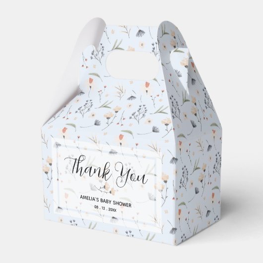 Wildflowers on Blue Baby Shower フェイバーボックス (正面サイド)