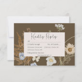 Wildflowers on Brown 結婚's Three Dinner 出欠カード (正面)