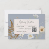 Wildflowers on Dusty Blue結婚's QR Code 出欠カード (正面)