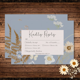 Wildflowers on Dusty Blue結婚's Three Dinner 出欠カード