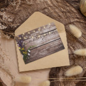 Wildflowers on Wood String Lights Rustic Wedding 招待状