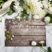 Wildflowers on Wood String Lights Rustic Wedding 招待状