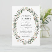 Wildflowers Oval Floral Wreath QR Code Wedding 招待状 (スタンド正面)