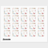Wildflowers Pastel Floral Garden Party  ウェディング スクエアシール (シート)