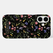 Wildflowers Personalized Name Black Case-Mate iPhoneケース (裏面 (横))