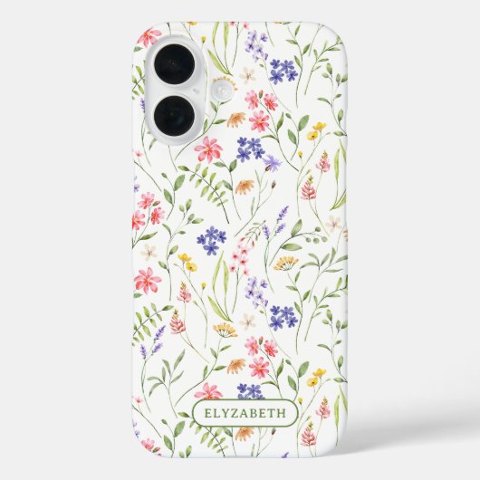 Wildflowers Personalized Name White Case-Mate iPhoneケース (裏面)