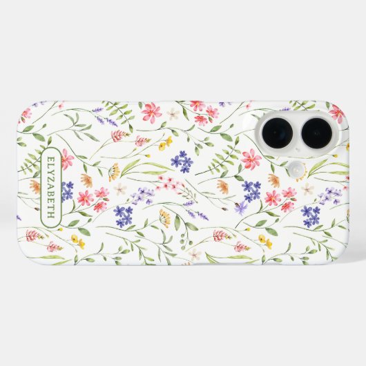 Wildflowers Personalized Name White Case-Mate iPhoneケース (裏面 (横))