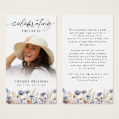 Wildflowers Photo In Loving Memory Prayer Card (正面&裏面)
