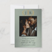 Wildflowers, Photo & Leaf Monogram - Sage セーブザデート (裏面)