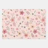 Wildflowers Pink Pastel Botanical Garden Floral  ラッピングペーパーシート (正面2)