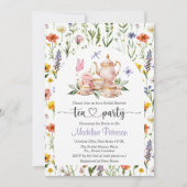 Wildflowers QR Code Tea Party Bridal Shower  招待状 (正面)