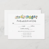 Wildflowers RSVPとメニュー選択応答カード 出欠カード (正面/裏面)