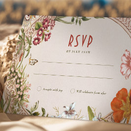 Wildflowers RSVPの結婚Insertヴィンテージ 招待状