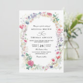 Wildflowers Rustic Elegant Modern QR Code Wedding 招待状 (スタンド正面)