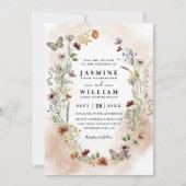 Wildflowers Rustic Elegant Modern QR Code Wedding 招待状 (正面)