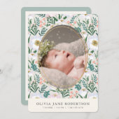 Wildflowers Sage Girl写真誕生のお知らせ 招待状 (正面/裏面)