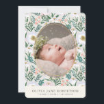 Wildflowers Sage Girl写真誕生のお知らせ 招待状<br><div class="desc">このシックな女の子の写真の誕生の発表カードは、ワイルドフラワーと軽いセージの緑の背景を特徴あなたの写真とメッセージを特徴とする裏面。お客様のニーズに合わせてカスタマイズあなたは私の店でマッチする製品を見つけることができる。</div>